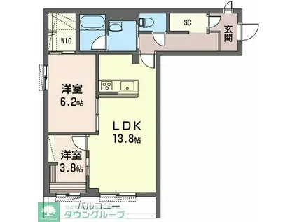 シャーメゾン湘南辻堂(2LDK/3階)の間取り写真