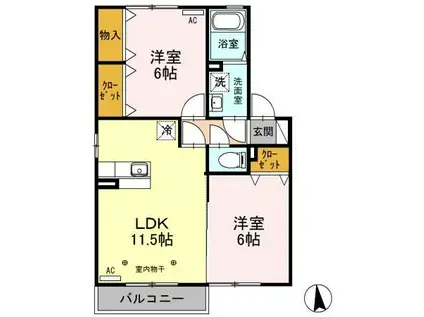 メルエムB(2LDK/2階)の間取り写真