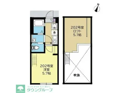 C.B.GREY.東林間(1K/2階)の間取り写真