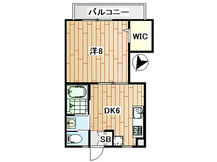 クレマチスの丘II(1DK/3階)の間取り写真