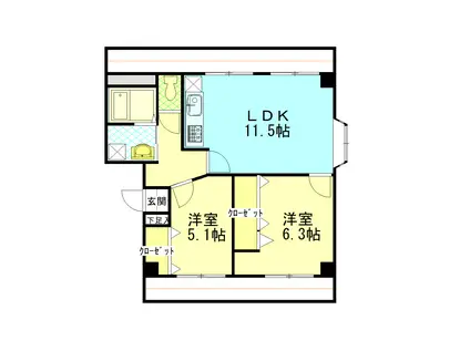 YKヴィレッジ(2LDK/4階)の間取り写真