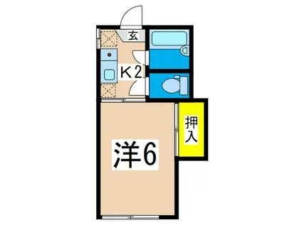 マノハイム(1K/2階)の間取り写真