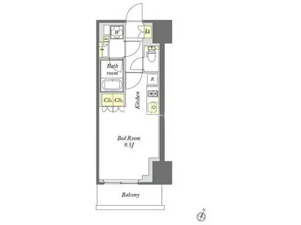 プライムメゾン千葉新町(1K/7階)の間取り写真
