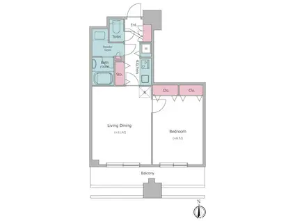 レジディア西麻布(1LDK/4階)の間取り写真