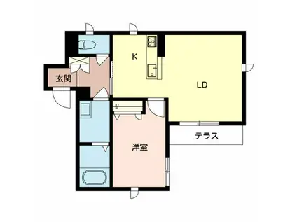 ベレオ宮北(1LDK/1階)の間取り写真