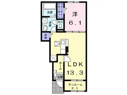 アンシャンテ V(1LDK/1階)の間取り写真