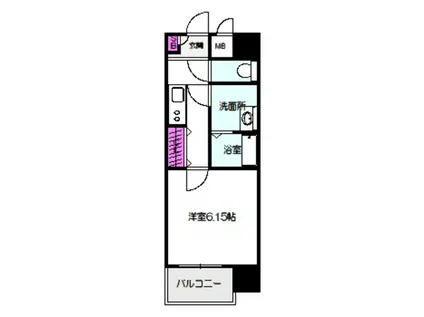 ウインズコート都島(1K/6階)の間取り写真