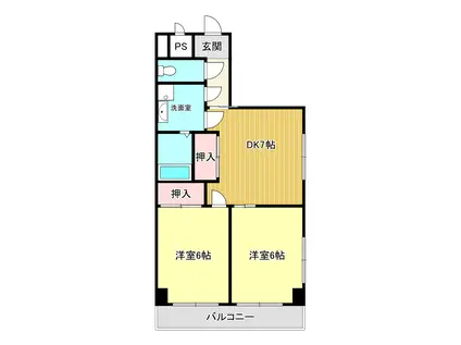 タクロウ団地B(2DK/4階)の間取り写真