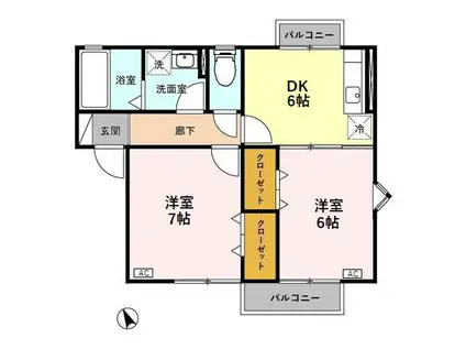 アブシンベルA(2DK/2階)の間取り写真