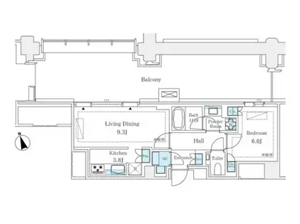 麻布台ヒルズ ガーデンプラザレジデンス(1LDK/8階)の間取り写真