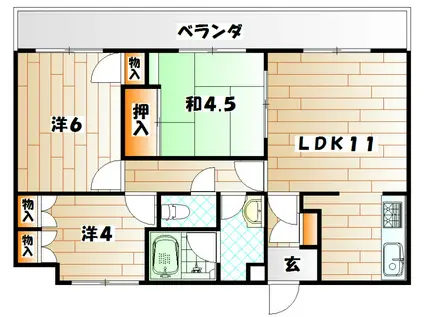 エルザサンリバー戸畑(3LDK/7階)の間取り写真