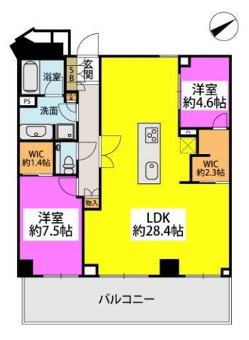 ザ・パークハウス福岡タワーズイースト(2LDK/25階)の間取り写真