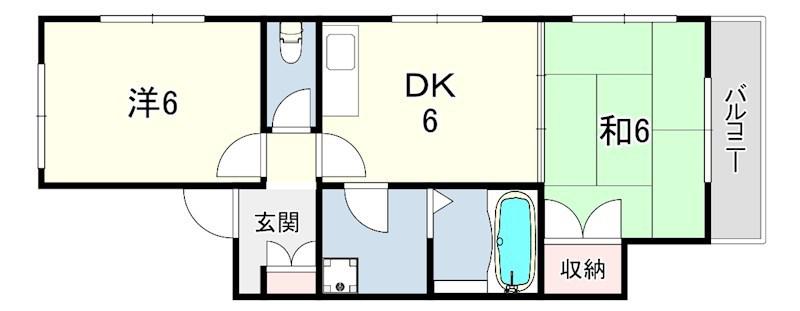 ハイムリバティⅡ(2DK/1階)の間取り写真