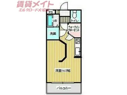 大安ヒルズ(ワンルーム/4階)の間取り写真