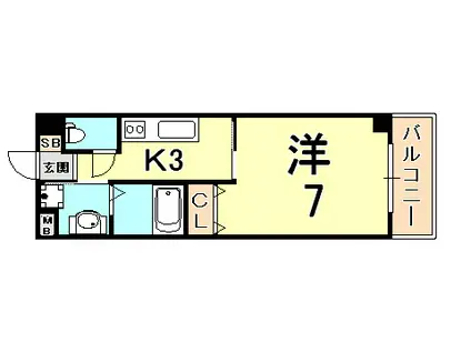 メヌエットK(1K/2階)の間取り写真