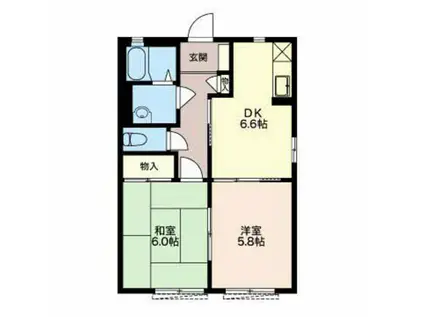 タウンKOMO B棟(2DK/1階)の間取り写真