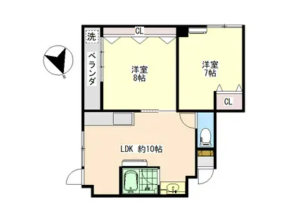 水上ビル(2LDK/6階)の間取り写真