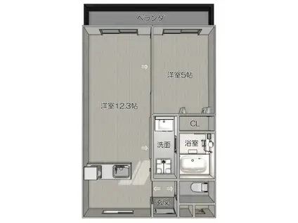 ピース・スクエア津乃峰(1LDK/2階)の間取り写真