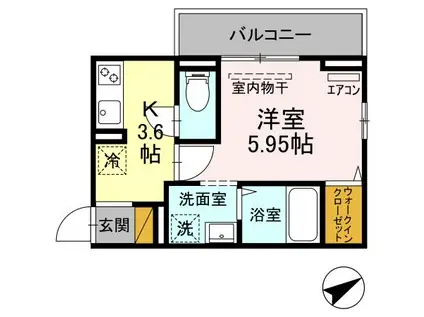 D-ROOM YATSU(1K/2階)の間取り写真