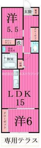 ボヌールメゾンC(2LDK/1階)の間取り写真