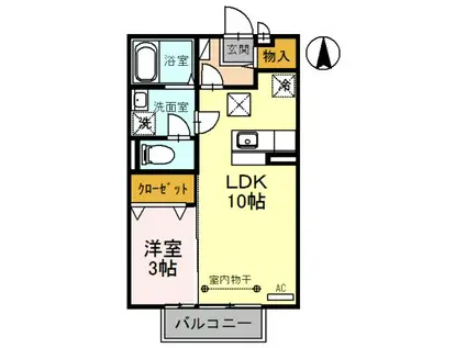 ボナチーア(1LDK/1階)の間取り写真