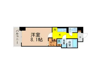 THE SEVENS(1K/5階)の間取り写真