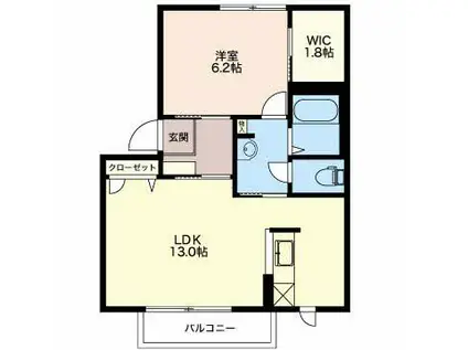 ソレーユ上原(1LDK/1階)の間取り写真