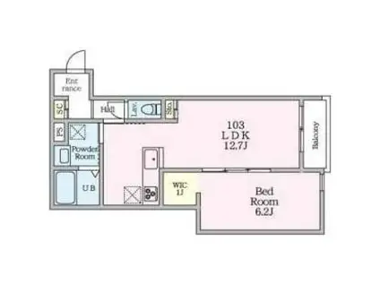 ヒンメルブラウ 野方(1LDK/1階)の間取り写真