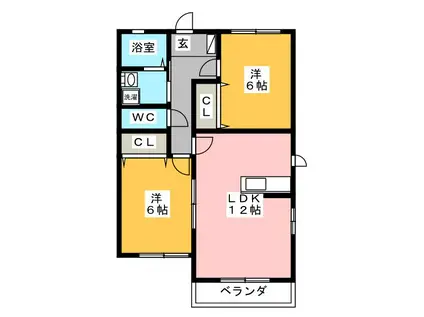 サン・ガーデンB(2LDK/2階)の間取り写真