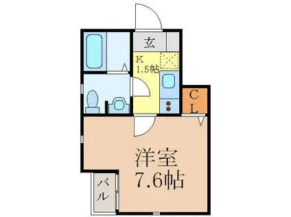 A-LEGATO今池北(1K/2階)の間取り写真
