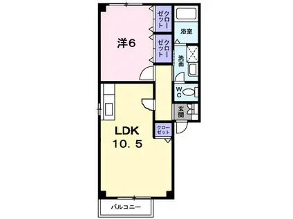 ローゼンハイム(1LDK/2階)の間取り写真