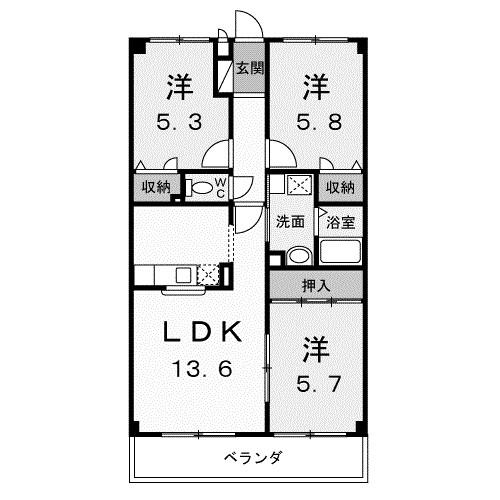 ヴィラアネックス(3LDK/1階)の間取り写真