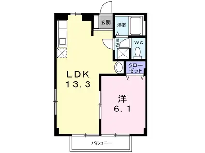 エスポワール穂高B DK(1LDK/2階)の間取り写真