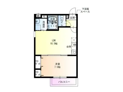 フジパレス住之江通II番館(1LDK/2階)の間取り写真