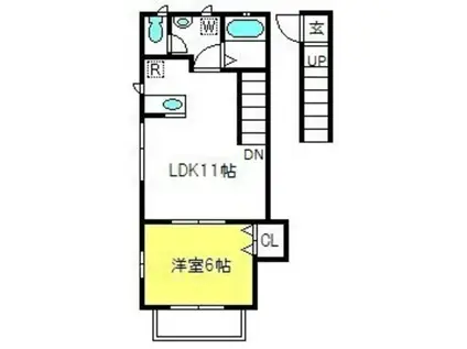 ヒルズベーネ(1LDK/2階)の間取り写真