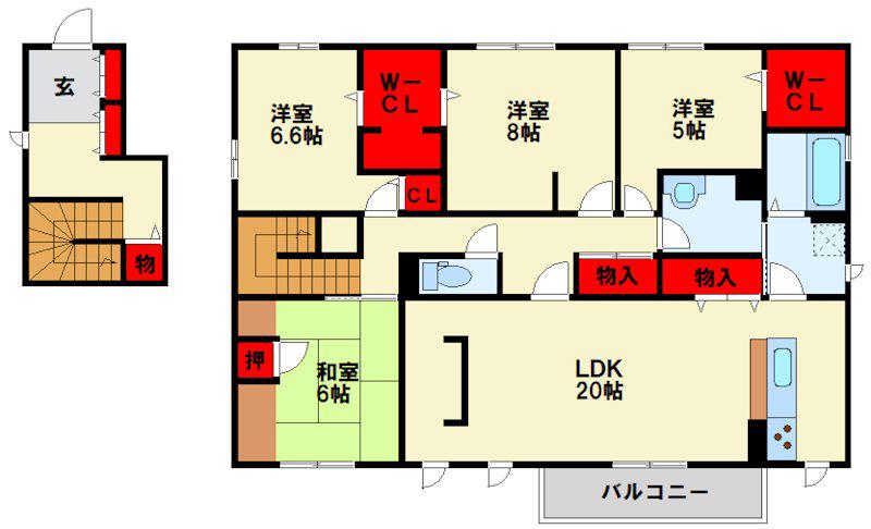 カルドーK&K A棟(4LDK/2階)の間取り写真