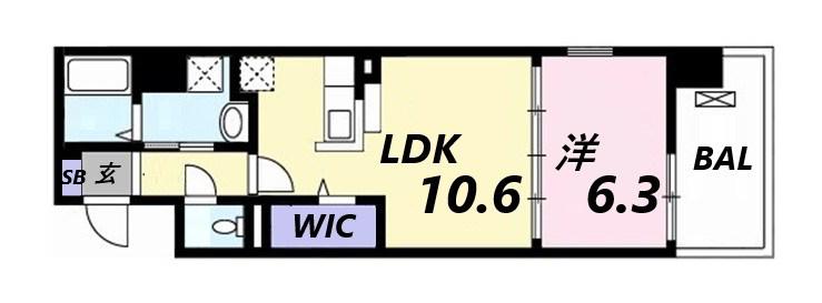 ポーシェガーデン3(1LDK/10階)の間取り写真