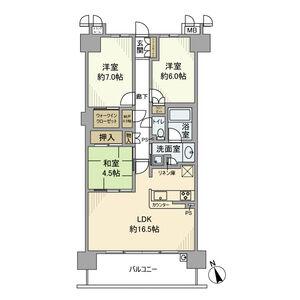 グランディーテ山之手(3LDK/4階)の間取り写真