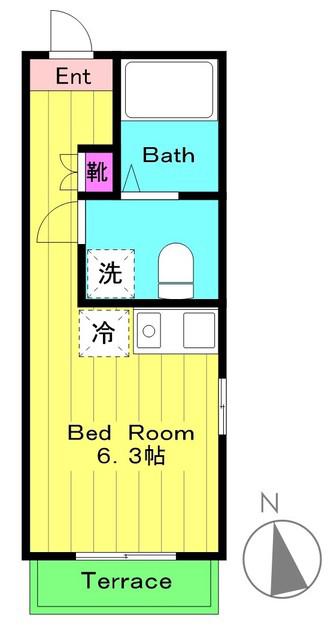 コンフォート読売ランド前参番館(ワンルーム/1階)の間取り写真