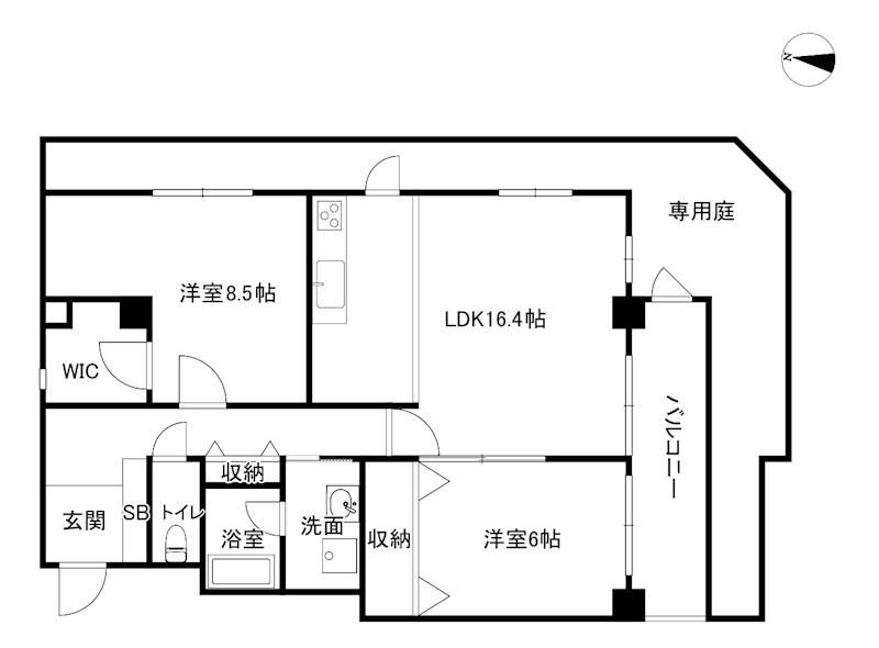 ポルトドールしかま(2LDK/1階)の間取り写真