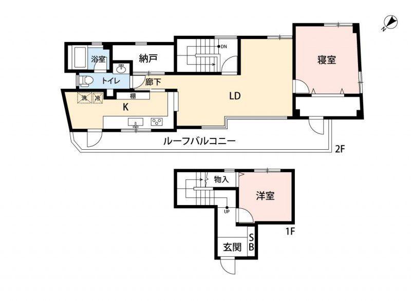 イースト HILLS(2SLDK/2階)の間取り写真