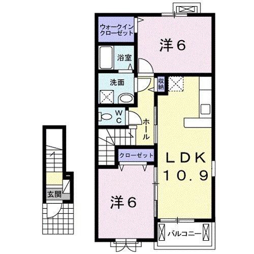 キャスケット(2LDK/2階)の間取り写真