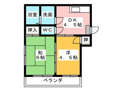 メゾン岡村(2DK/2階)の間取り写真