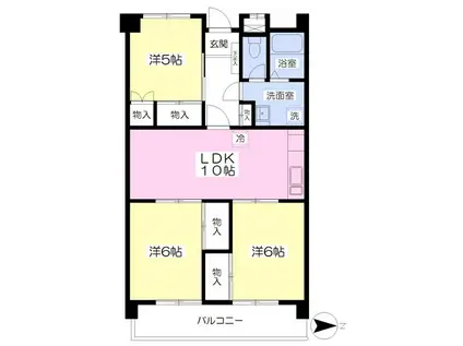 アビタシオン東宿郷(3LDK/6階)の間取り写真