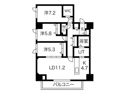 F018 HIRAGISHI(3LDK/8階)の間取り写真