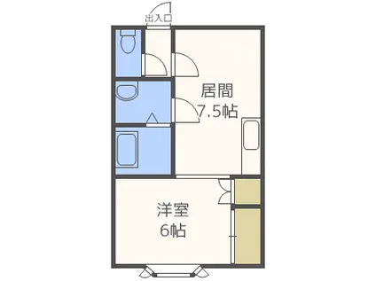 キャッスルローズ(1DK/2階)の間取り写真