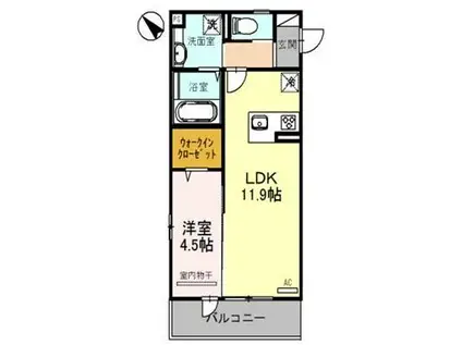 ディールーチェ中百舌鳥(1LDK/1階)の間取り写真