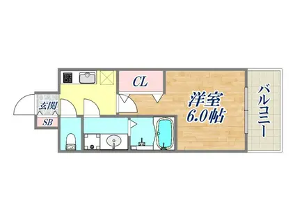 レジュールアッシュ神戸ヴィヴァン(1K/6階)の間取り写真