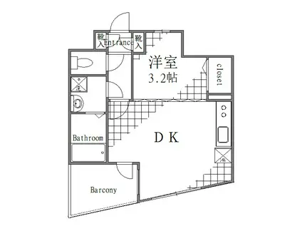 TK花梨ビル(1DK/6階)の間取り写真
