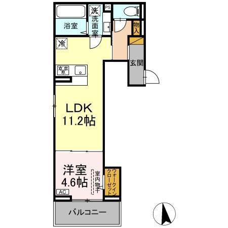 D-セアリス黒砂(1LDK/2階)の間取り写真